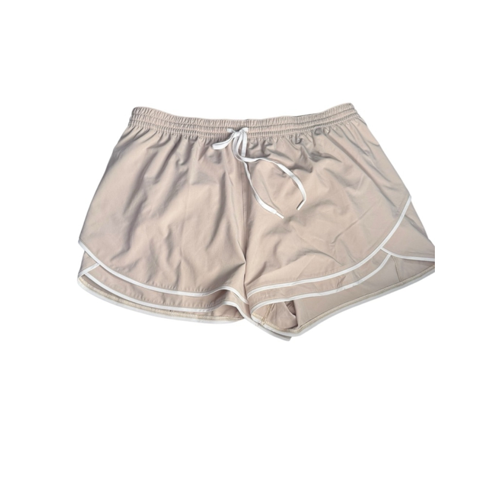 Women's CALIA Athletic Shorts L Beige White ws13 - Picture 2 of 5